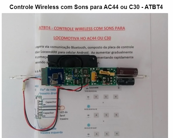 CONTROLE WIRELESS COM SONS PARA LOCOMOTIVA AC44 OU C30 ESC. HO