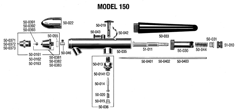 CORPO C/ AGULHA E ANEL P/ AERÓGRAFO BADGER MOD. 350