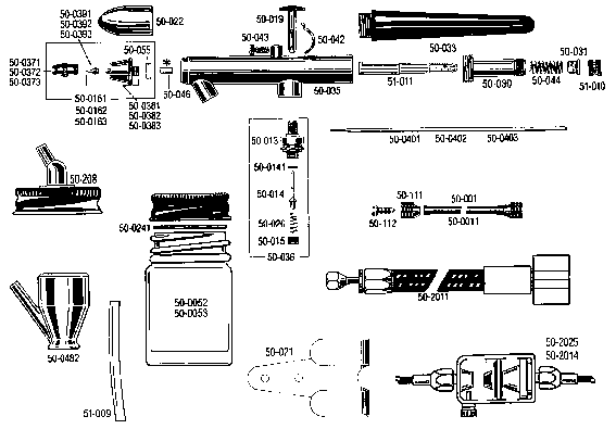 AERÓGRAFO BADGER AÇÃO DUPLA MOD.150    VISTA EXPLODIDA