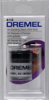 DISCO DE LIXA DREMEL GRÃO MÉDIO 220 DIAM.: 3/4pol PCTE.: C/36