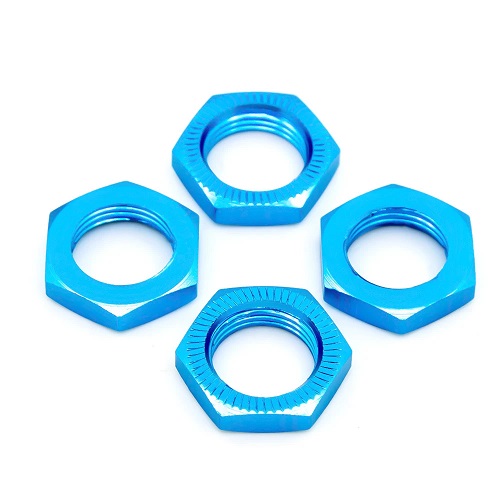 PORCA SEXTAVADA 17mm AZUL PARA CARROS 1/8 C/4 UNIDADES