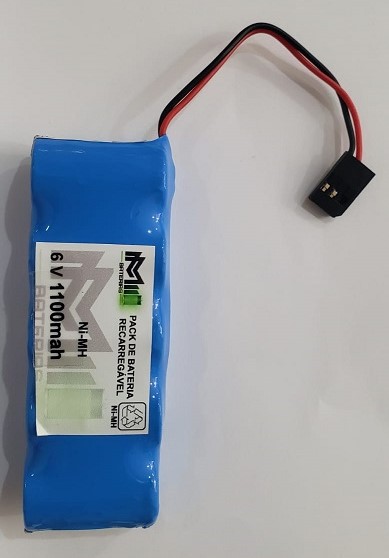 BATERIA RECARREGÁVEL 6V 1100mah NiMh c/ CONECTOR FUTABA P/ RECEPTOR