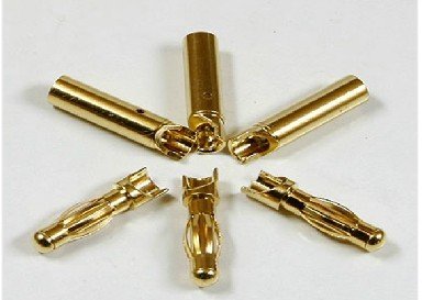 CONECTOR GOLD BULLET 2,0mm PLUG MACHO/FEMEA PCTE.: C/ 3