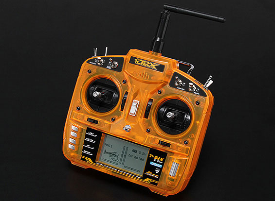 RADIO CONTROLE ORANGE 6 CANAIS T-SIX 2.4 Ghz DIG C/MEM.p/10 Padrão DSM/2 e /X