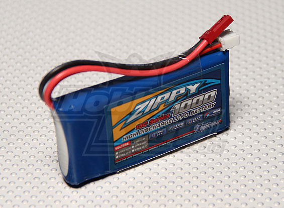 BATERIA RECARREGAVEL LIPO 2S 7,4V 1000mah 15C PLUG FUTABA 2 POLOS VERMELHO