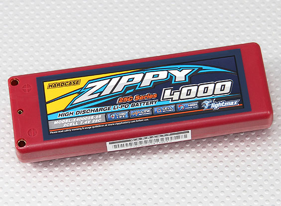 BATERIA RECARREGAVEL LIPO 2S 7,4V 4000mah 25C FLIGHTMAX ZIPPY HARD CASE