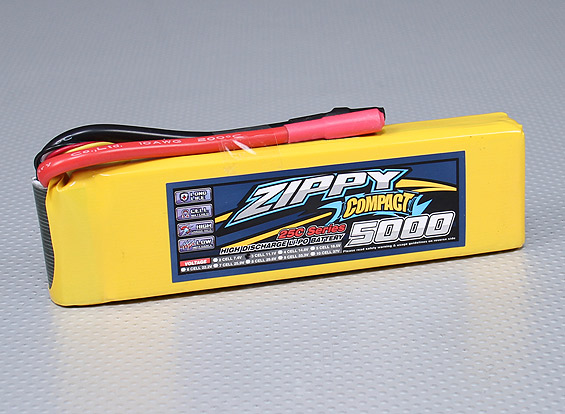 BATERIA RECARREGAVEL LIPO 3S 11,1V 5000mah 25C COMPACT ZIPPY 2 POLOS VE