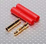 CONECTOR GOLD BULLET 4mm PLUG C/ CAPA VERMELHA DUPLO INDIVIDUAL MACHO OU FEMEA