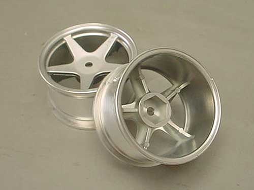 RODA CARRO RC 1/10 LARGA 30mm DIAM.:52mm COM 5 RAIOS CHROME PCTE.: C/2