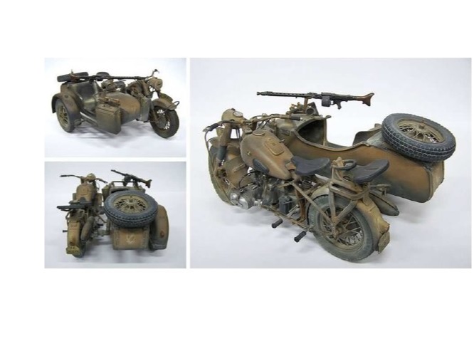 MOTOCICLETA MILITAR  ALEMÃ COM SIDECAR WWII ESC.: 1/9