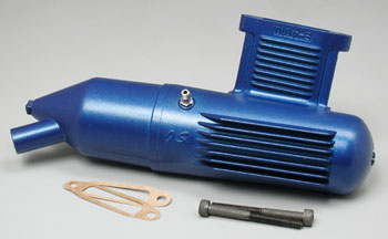 MUFFLER ESCAPAMENTO P/ MOTOR OS .65LA ANODIZADO AZUL #E4010