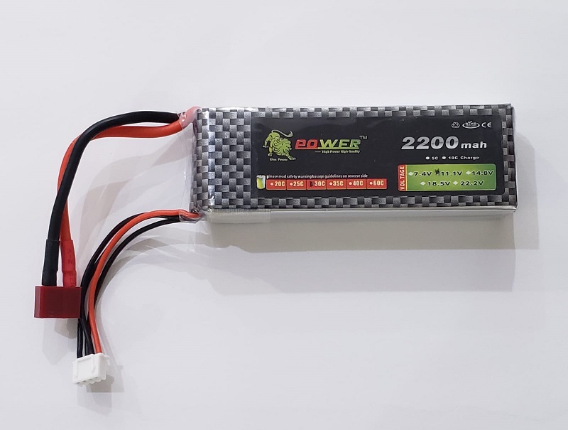 BATERIA RECARREGAVEL LIPO 3S 11,1V 2200MAH 30C POWER T-CONECTOR