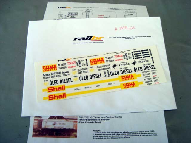 DECAL P/VAGÕES TANQUE CP FEPASA FASES 1e2 SOMA ESC.: HO ESC.: 1/87