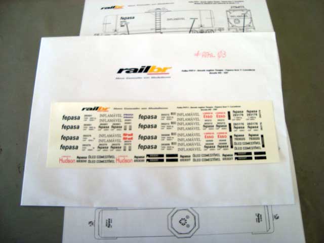 DECAL P/VAGÕES TANQUE FEPASA FASE 1 LOCADORAS ESC.: HO ESC.:1/87