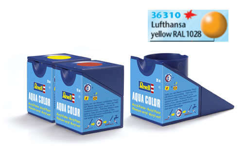 TINTA REVELL ACRÍLICA AMARELO SEDA FOSCO MATE LUFTHANSA RAL 1028 POTE 18ml ACQUA