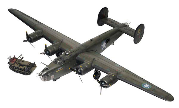 AVIÃO BOMBARDEIRO B-24D LIBERATOR ESC.: 1/48 ENV.:689mm 