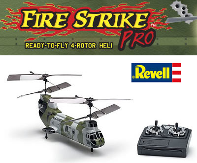 HELICÓPTERO ELÉTRICO RC FIRE STRIKE PRO 4ROTOR RTF CAMUF.MILITAR US MARINE CORPS