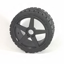 RODA CARRO RC 1/8 PRETA C/ PNEU RADIAL ST LARG.: 41mm CUBO 17mm PCTE.: C/2