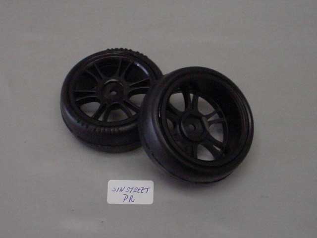 RODA CARRO RC 1/10 MONTADA STREET C/PNEU RACING SLICK PRETA PAR