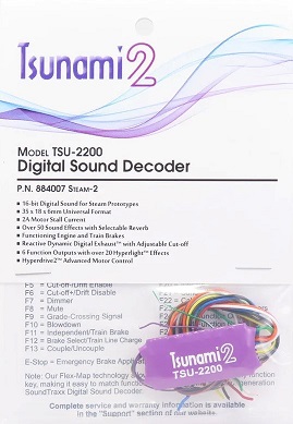 DECODIFICADOR DIGITAL TSU-2200 Tsunami 2 DCC P/ LOCOS À VAPOR ESC.: HO 