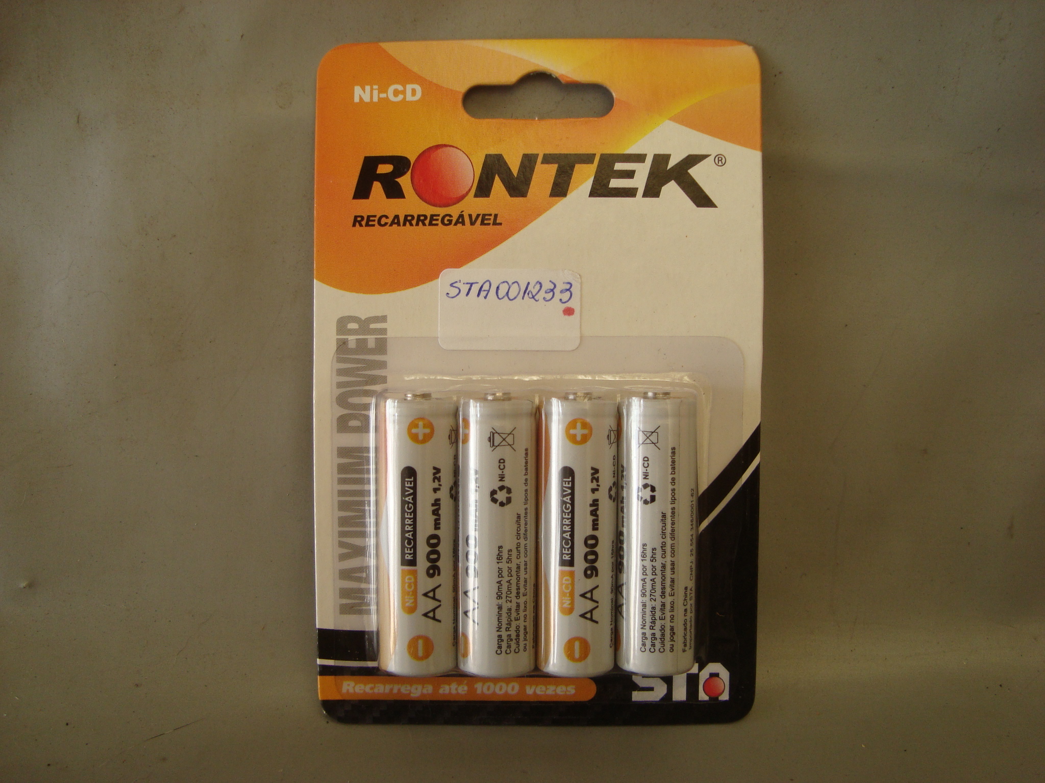 BATERIA RECARREGAVEL 1,2V 900mah NiMh AA BLISTER PCTE.: C/ 4