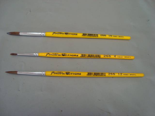 PINCEL P/ MODELISMO E ARTESANATO CONJUNTO C/3 Nºs 4,12 e 16 PINCÉIS FINOS #266