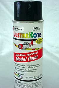 TINTA TOP FLITE lustrekote Preto (black)SPRAY MONOKOTE (10oz)