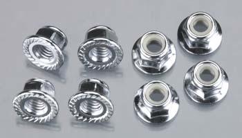 PORCA DE RODA C/ FLANGE E RETENTOR DE NYLON 5mm PRATEADA PCTE. C/ 8