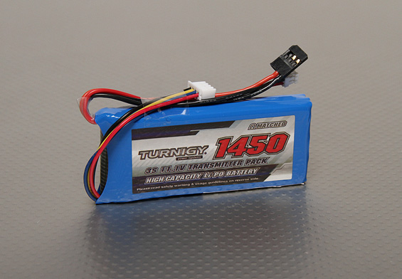 BATERIA RECARREGÁVEL LIPO 3S 11,1V 1450mah TURNIGY P/TRANSMISSOR RC MATCHED