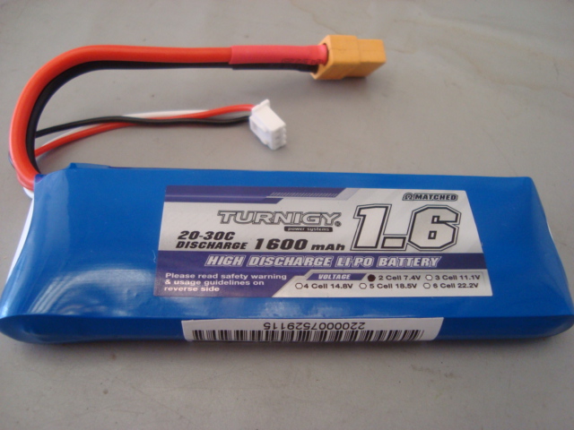 BATERIA RECARREGAVEL LIPO 2S 7,4V 1600MAH 25/30C TURNIGY HIGH DISCH. PLUG XT60