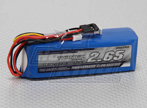 BATERIA RECARREGAVEL LIPO 3S 11,1V 2650Mah 1C PLUG FUT P/RADIO TurnigY 9X