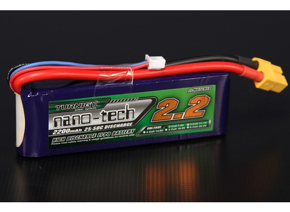 BATERIA RECARREGAVEL LIPO 2S 7,4V 2200MAH 25C NANO-TECH