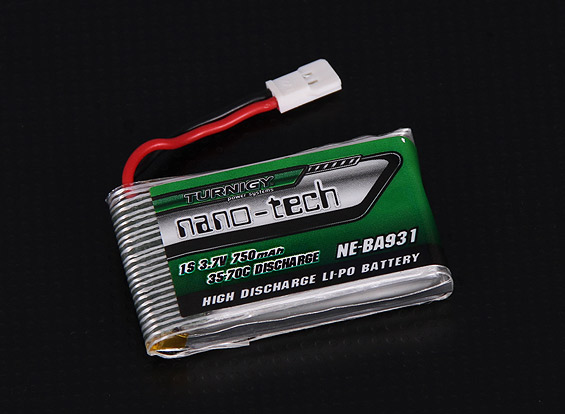 BATERIA RECARREGAVEL LIPO 1S 3,7V 750MAH 35/70C NANO-TECH