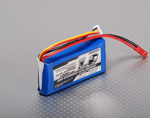 BATERIA RECARREGAVEL LIPO 2S 7,4V 1000MAH 20/30C PLUG FUTABA 2 POLOS