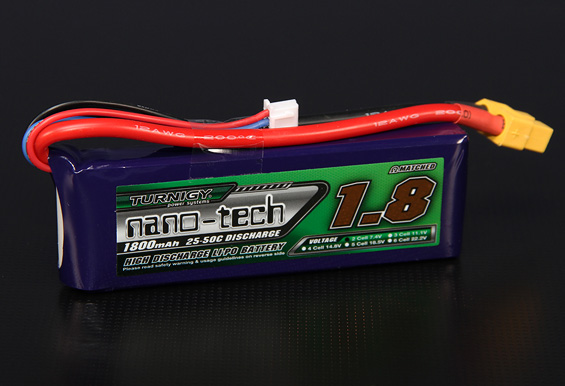 BATERIA RECARREGAVEL LIPO 2S 7,4V 1800MAH 25/50C NANO-TECH