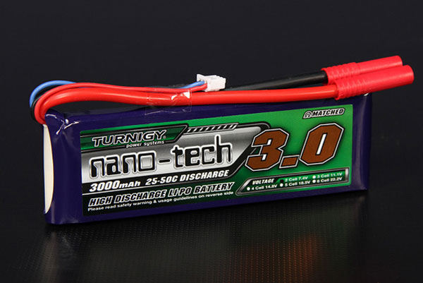 BATERIA RECARREGAVEL LIPO 2S 7,4V 3000MAH 25/50C NANO-TECH