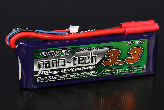 BATERIA RECARREGAVEL LIPO 3S 11,1V 3300MAH 25/50C NANO-TECH